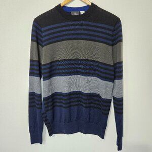 PS PAUL SMITH Men's 100% Merino Wool Blue Striped Sweater Size M Crew Neck